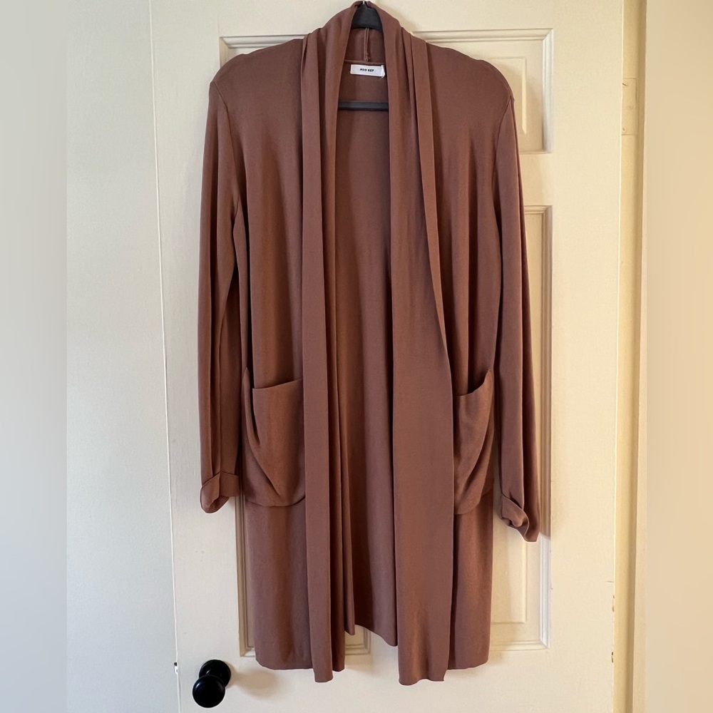 MOD REF- taupe, open front cardigan